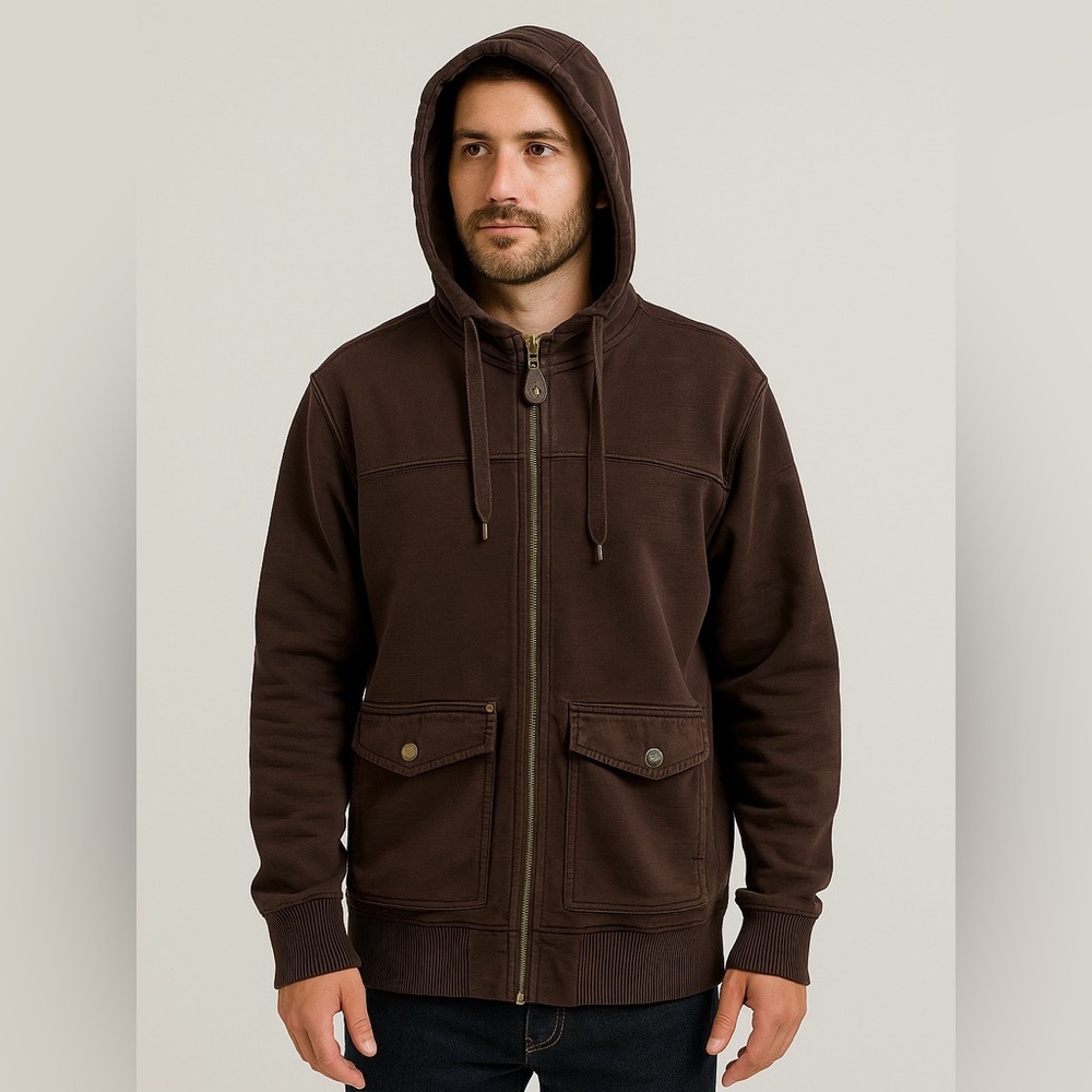 Vintage Triple Five Soul Brown Hooded Zip-Up Jacket XL